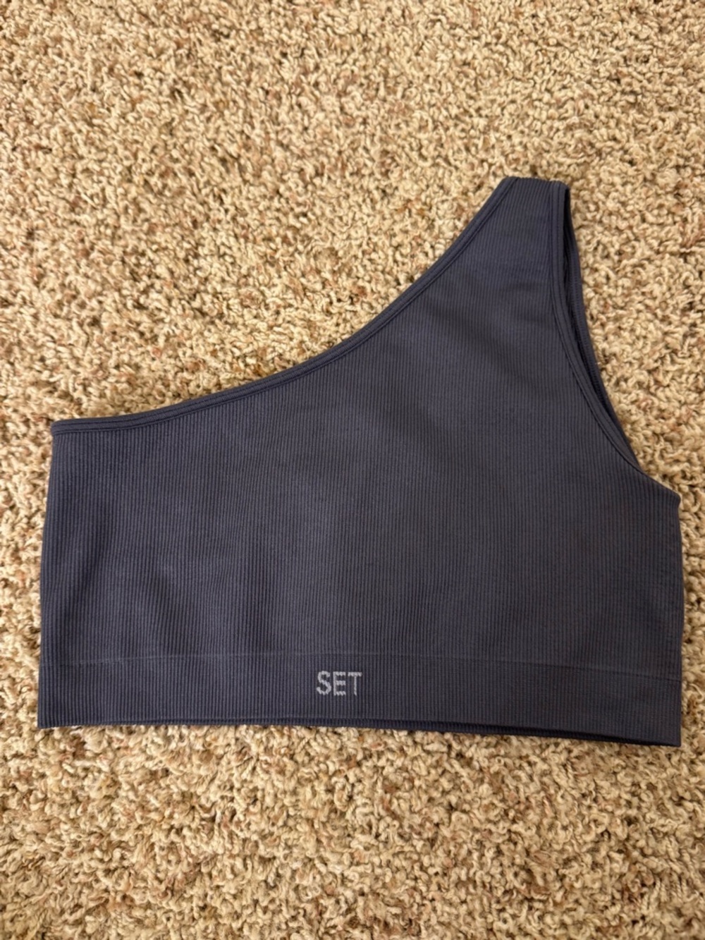 Setactive NAVY SCULPTFLEX® RIBBED ONE SHOULDER BRA